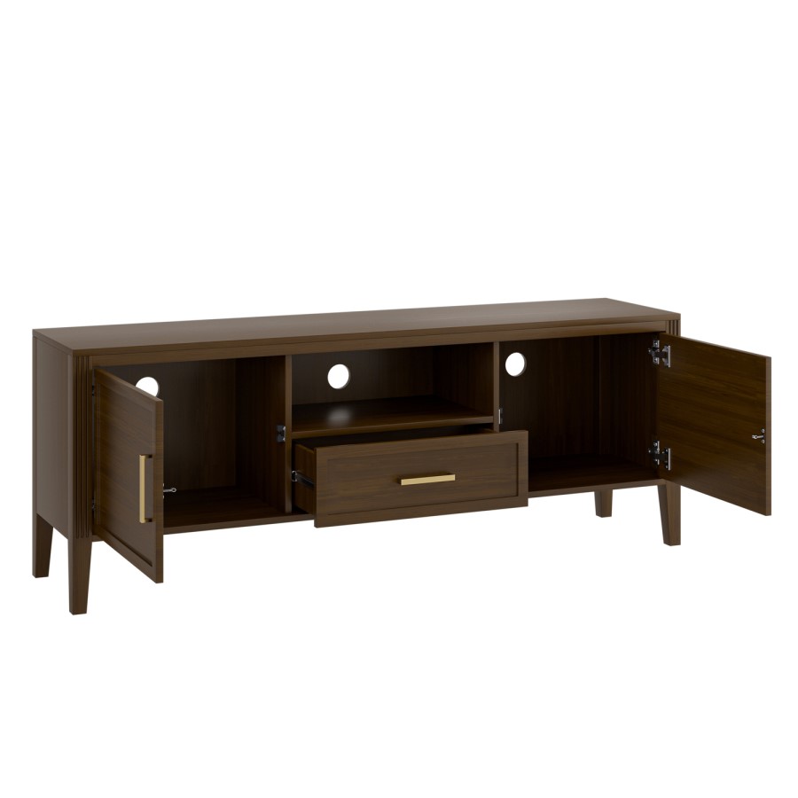 Large Walnut TV Stand with Storage - TV's up to 65" - Delilah
