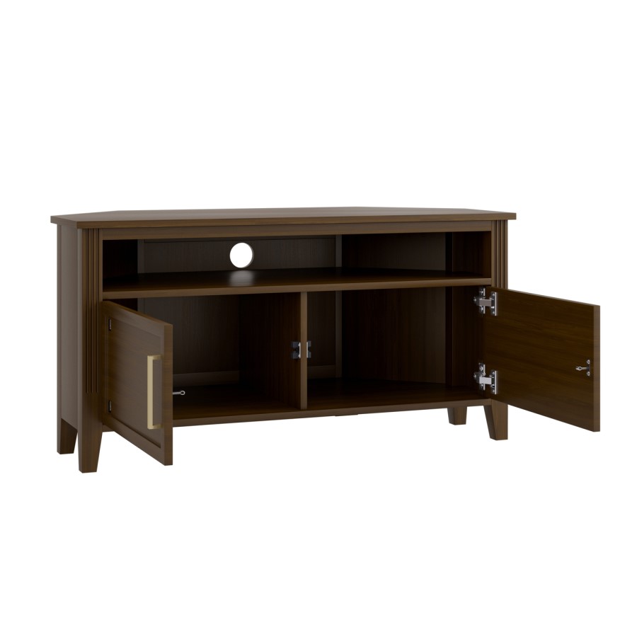 Corner Walnut TV Stand with Storage - TV's up to 43" - Delilah
