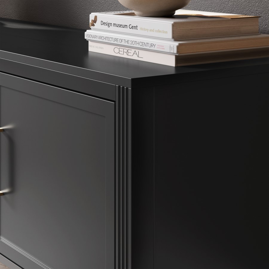 Large Black Wooden TV Stand with Storage - TV's up to 65" - Delilah