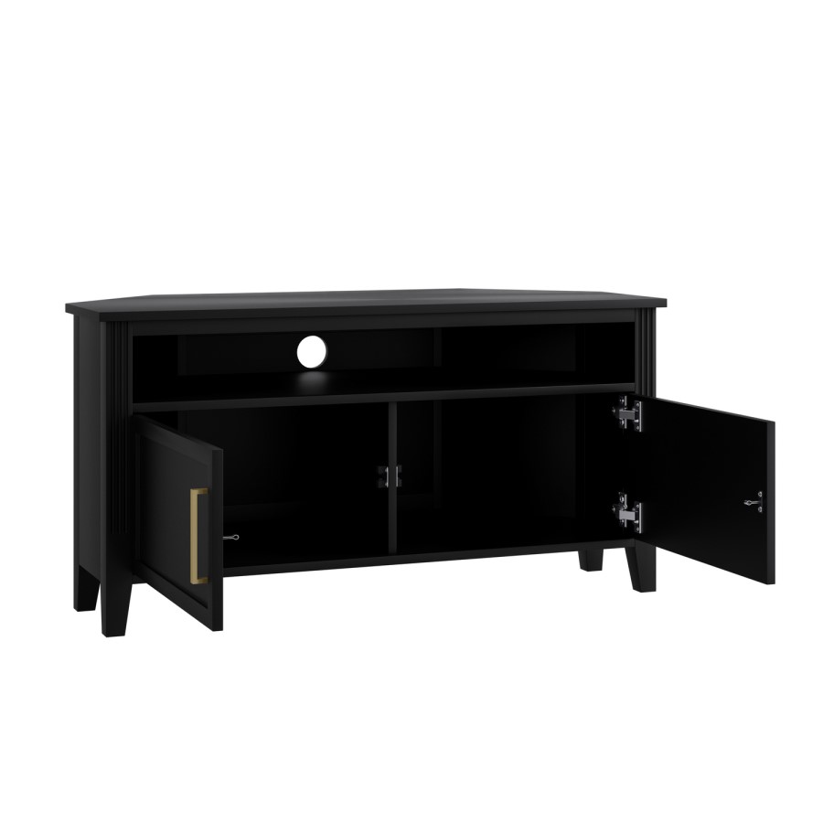Corner Black Wooden TV Stand with Storage - TV's up to 43" - Delilah