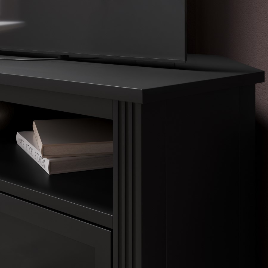 Corner Black Wooden TV Stand with Storage - TV's up to 43" - Delilah