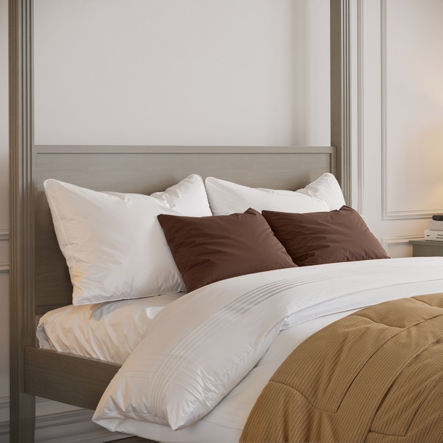 Double Four Poster Bed Frame in Dark Wood - Delilah