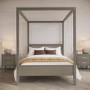 Double Four Poster Bed Frame in Dark Wood - Delilah