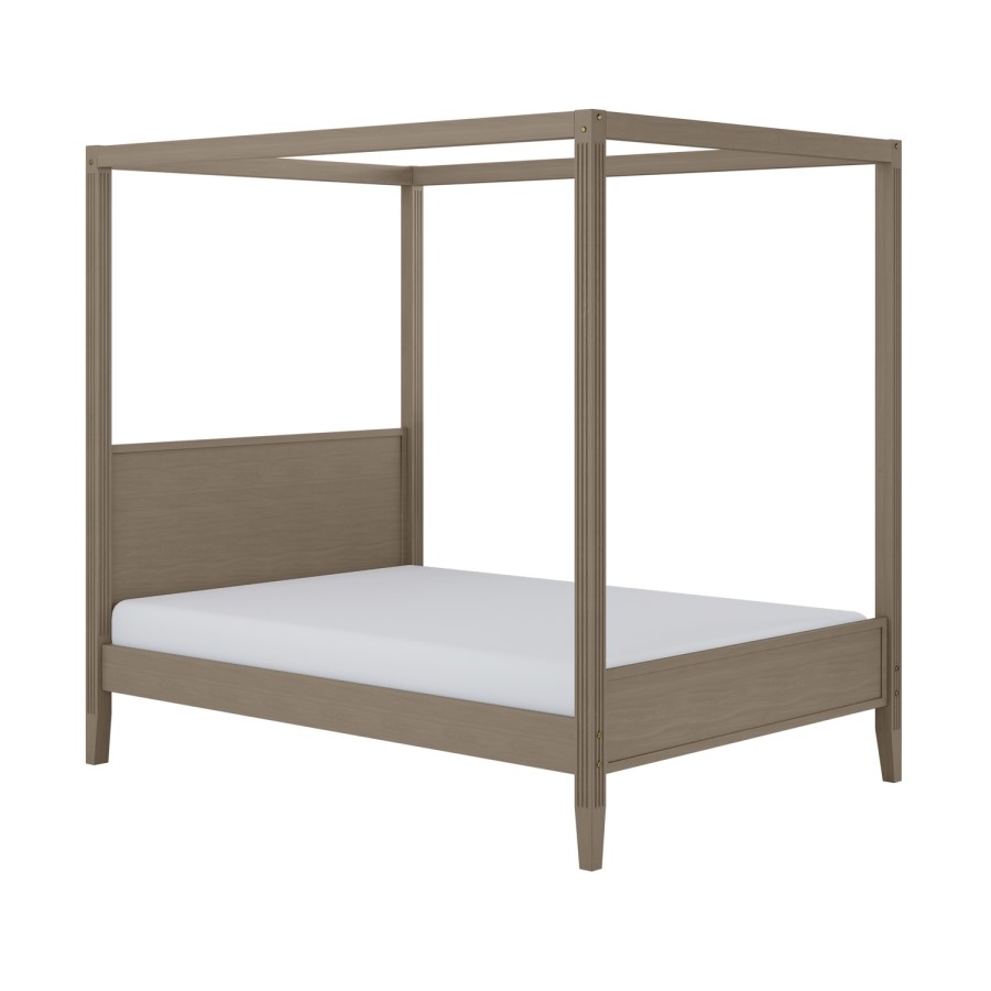 Double Four Poster Bed Frame in Dark Wood - Delilah