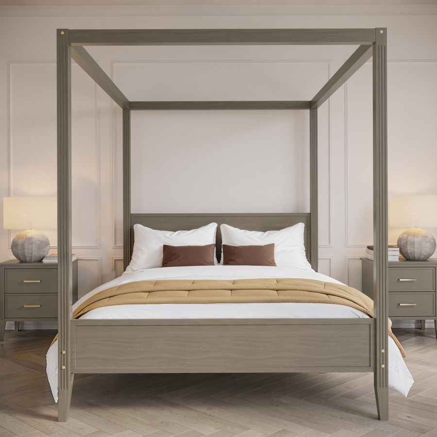 King Size Four Poster Bed Frame in Dark Wood - Delilah