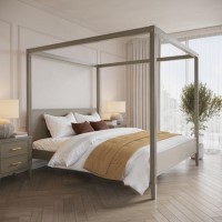 Super King Four Poster Bed Frame in Dark Wood - Delilah