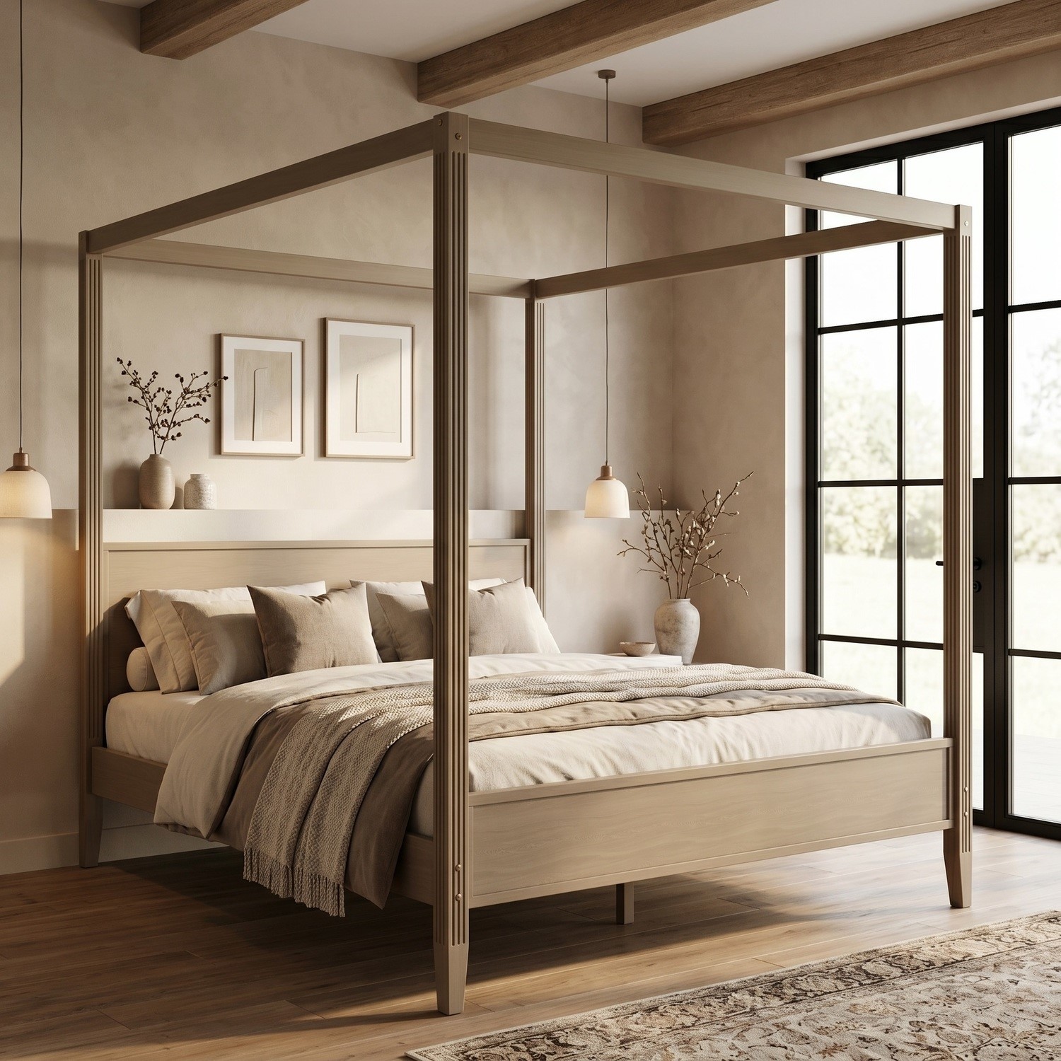 Super King Four Poster Bed Frame Dark Wood