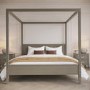 Super King Four Poster Bed Frame in Dark Wood - Delilah