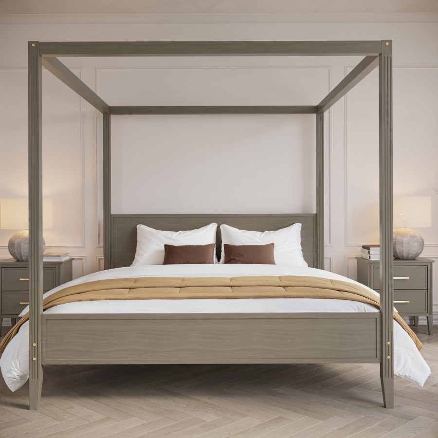 Super King Four Poster Bed Frame in Dark Wood - Delilah