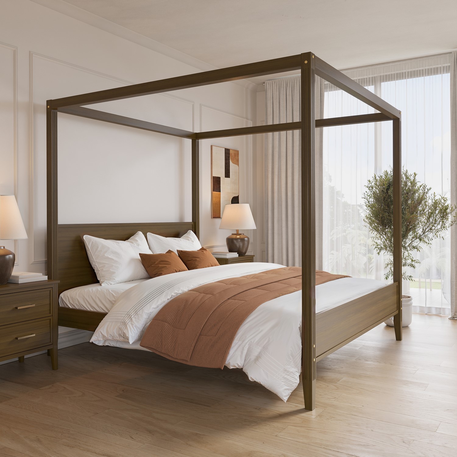 Super King Four Poster Bed Frame Walnut