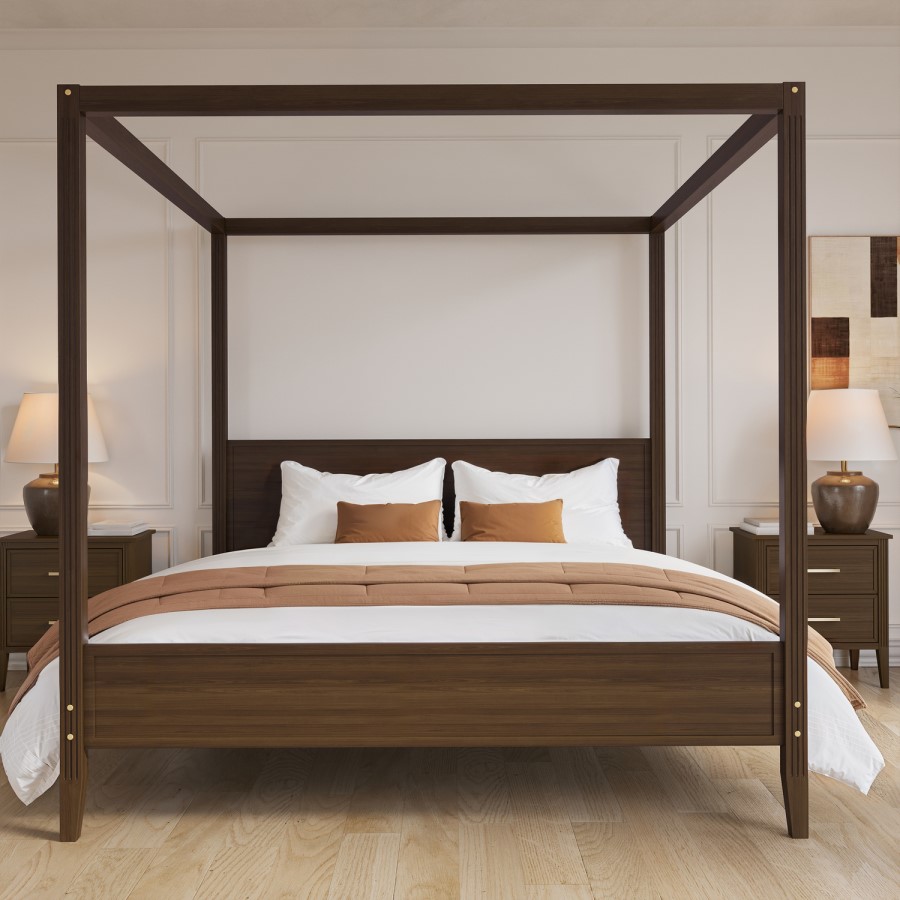 Super King Four Poster Bed Frame in Walnut - Delilah