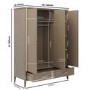 Large Dark Wood 3 Door Mirrored Triple Wardrobe with Drawers - Delilah