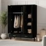 Black 3 Door Triple Wardrobe with Drawers - Delilah
