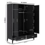 Black 3 Door Triple Wardrobe with Drawers - Delilah