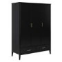 Black 3 Door Triple Wardrobe with Drawers - Delilah