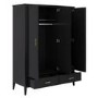 Black 3 Door Triple Wardrobe with Drawers - Delilah