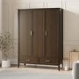 Walnut 3 Door Triple Wardrobe with Drawers - Delilah