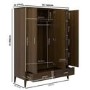 Walnut 3 Door Triple Wardrobe with Drawers - Delilah