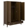 Walnut 3 Door Triple Wardrobe with Drawers - Delilah