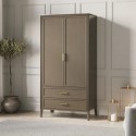 DLH033 Dark Wood 2 Door Double Wardrobe with Drawers - Delilah