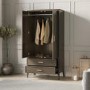 Dark Wood 2 Door Double Wardrobe with Drawers - Delilah