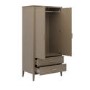 Dark Wood 2 Door Double Wardrobe with Drawers - Delilah