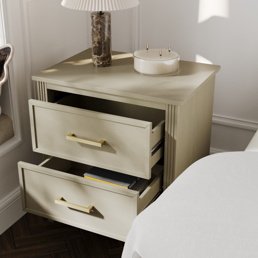 Light Wood 2 Drawer Bedside - Delilah 