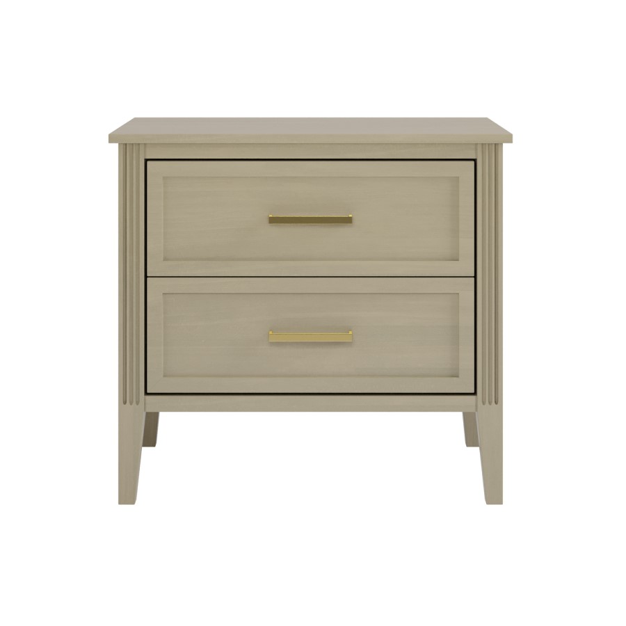 Wide Light Wood 2 Drawer Bedside - Delilah