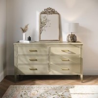 Wide Light Wood Chest of 6 Drawers - Delilah 