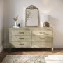 Wide Light Wood Chest of 6 Drawers - Delilah 
