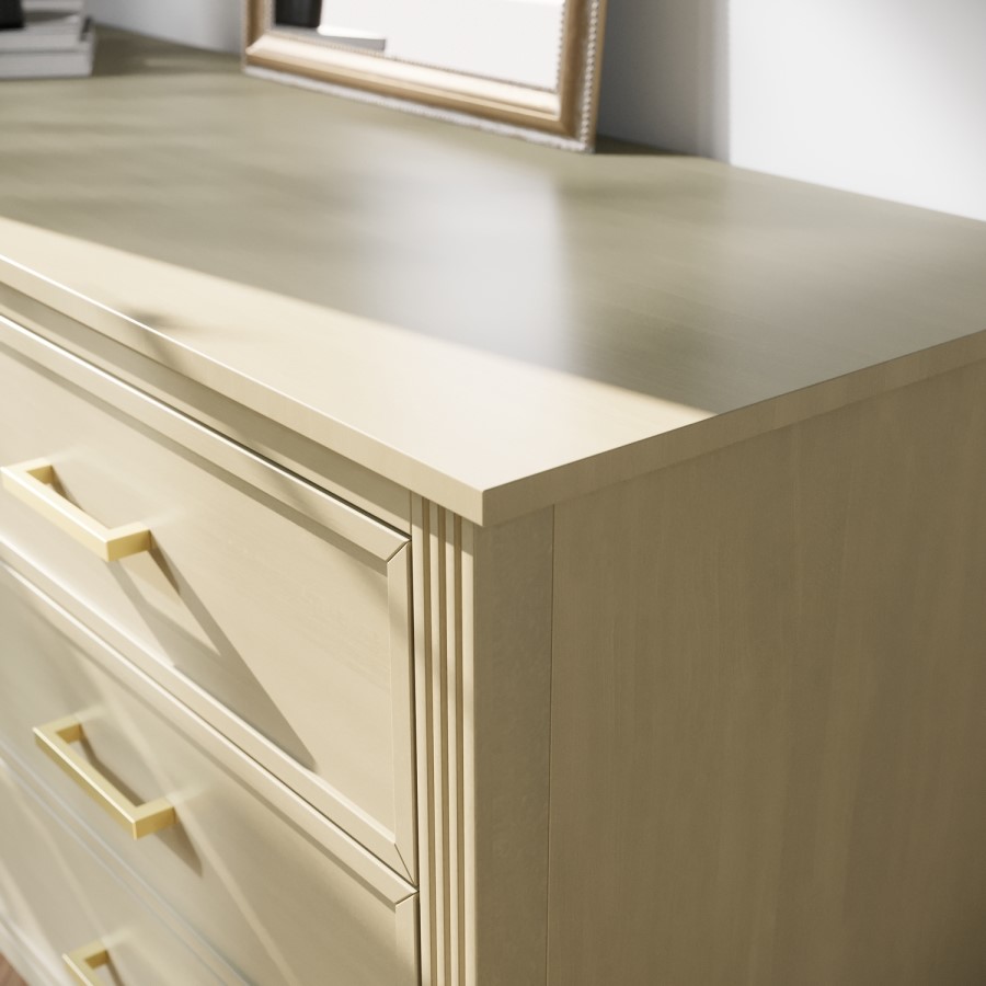 Wide Light Wood Chest of 6 Drawers - Delilah 