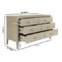 Wide Light Wood Chest of 6 Drawers - Delilah 