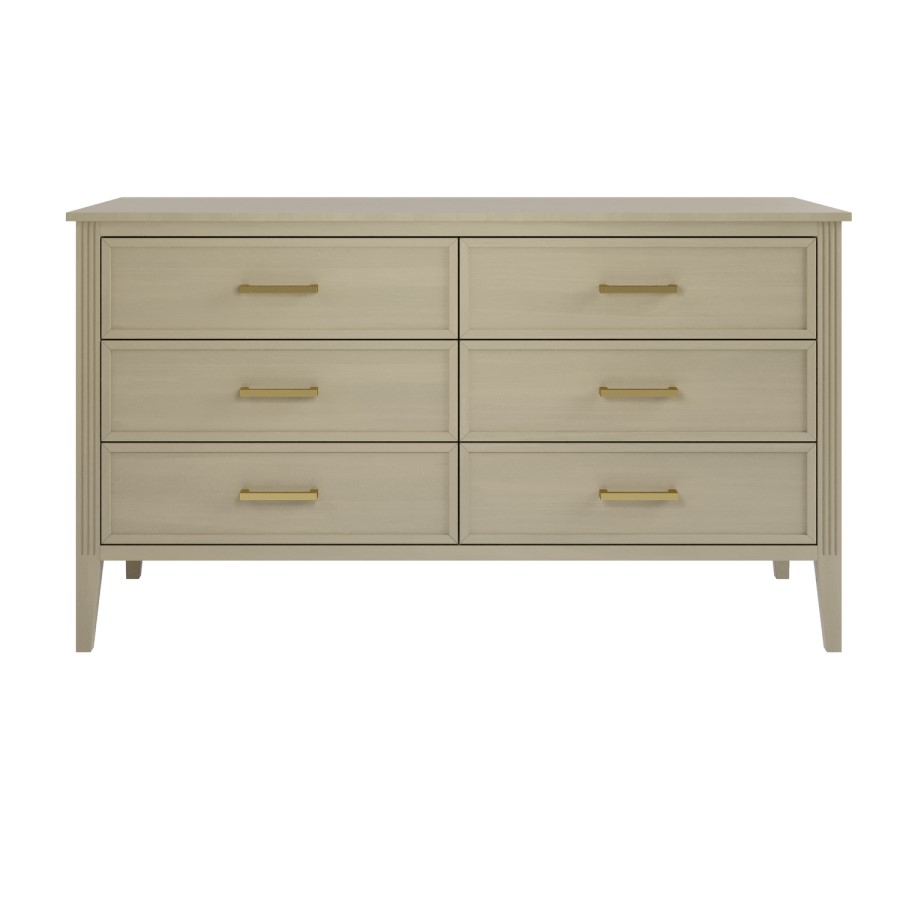 Wide Light Wood Chest of 6 Drawers - Delilah 