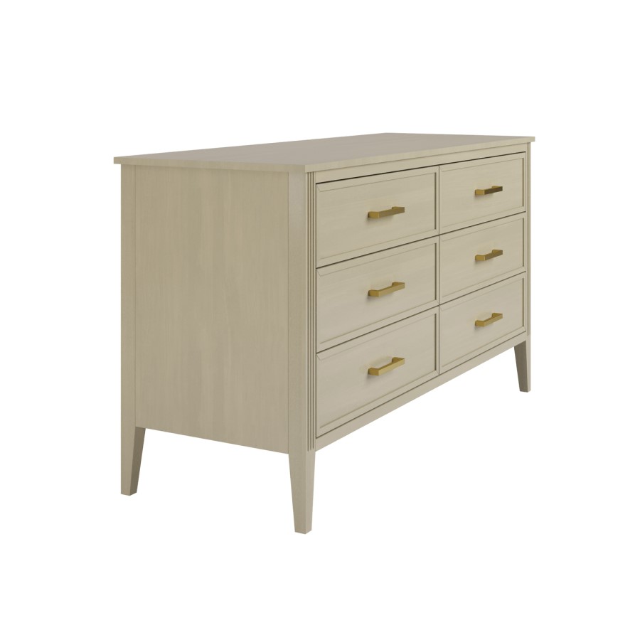 Wide Light Wood Chest of 6 Drawers - Delilah 