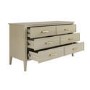 Wide Light Wood Chest of 6 Drawers - Delilah 