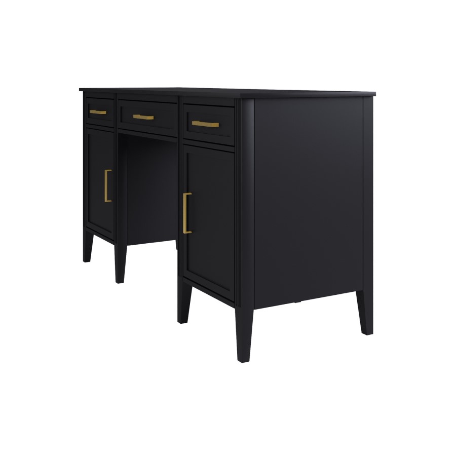 Black Office Desk with Drawers - Delilah 