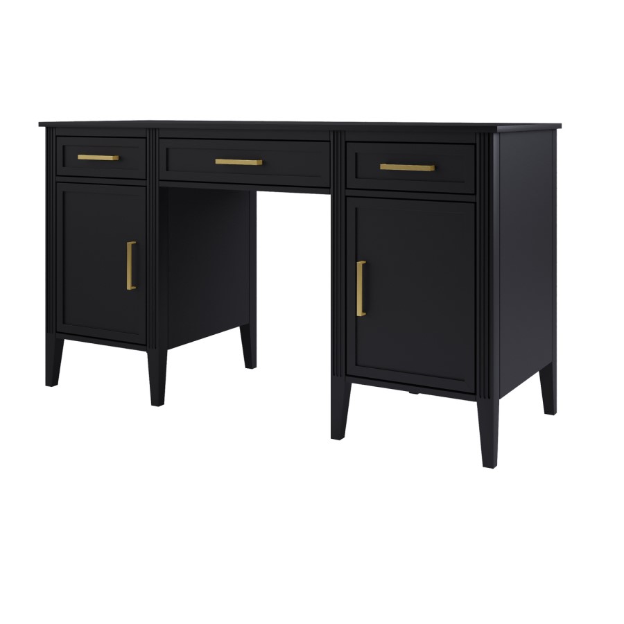 Black Office Desk with Drawers - Delilah 
