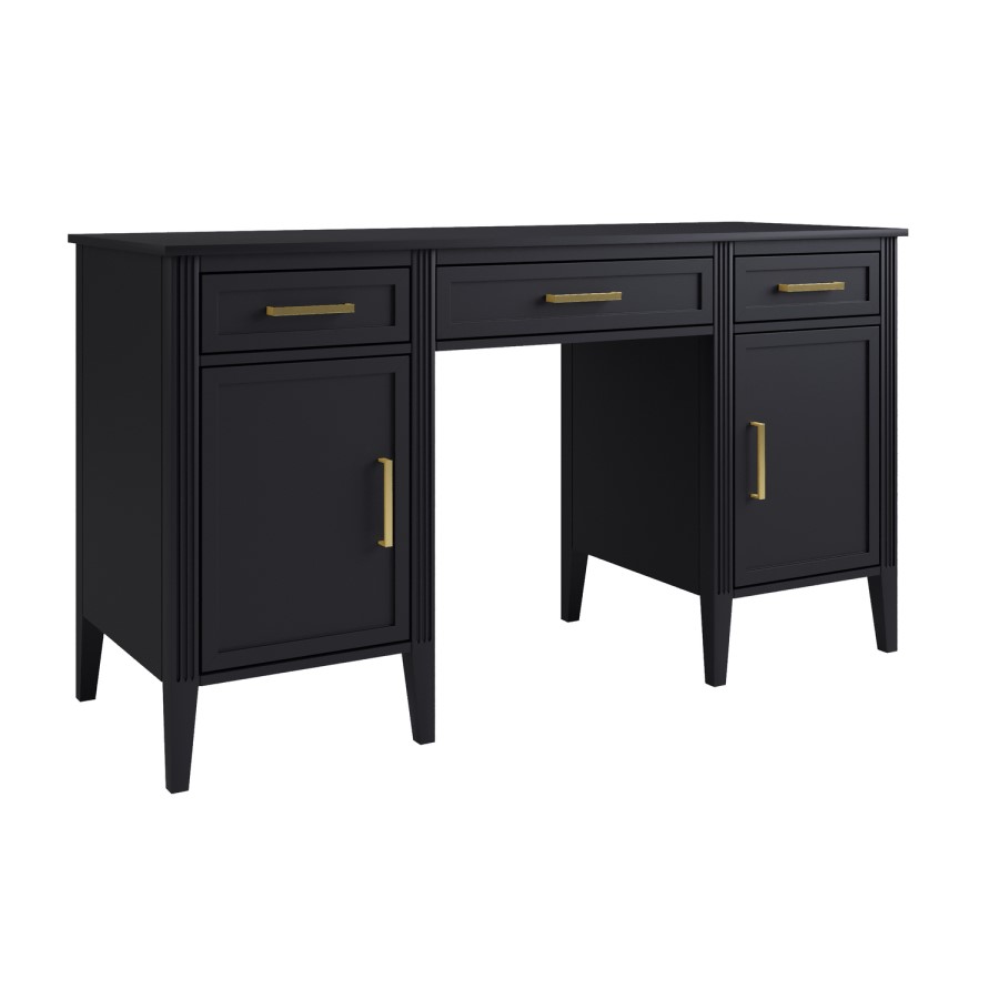 Black Office Desk with Drawers - Delilah 