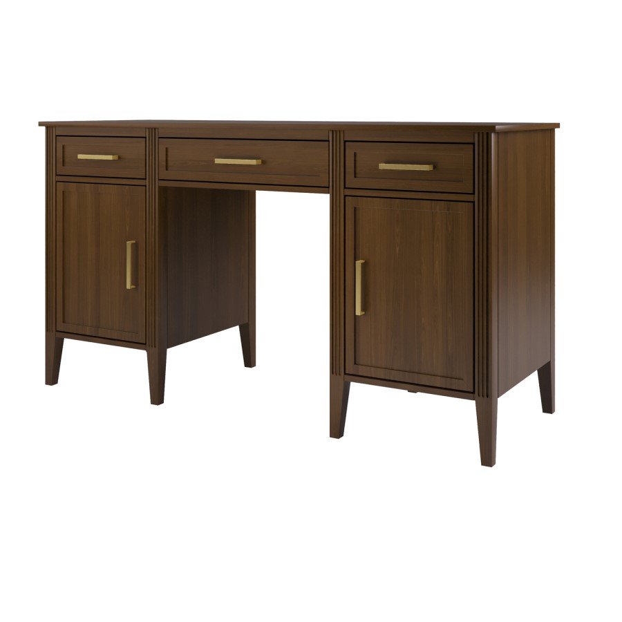 Walnut Office Desk with Drawers - Delilah 