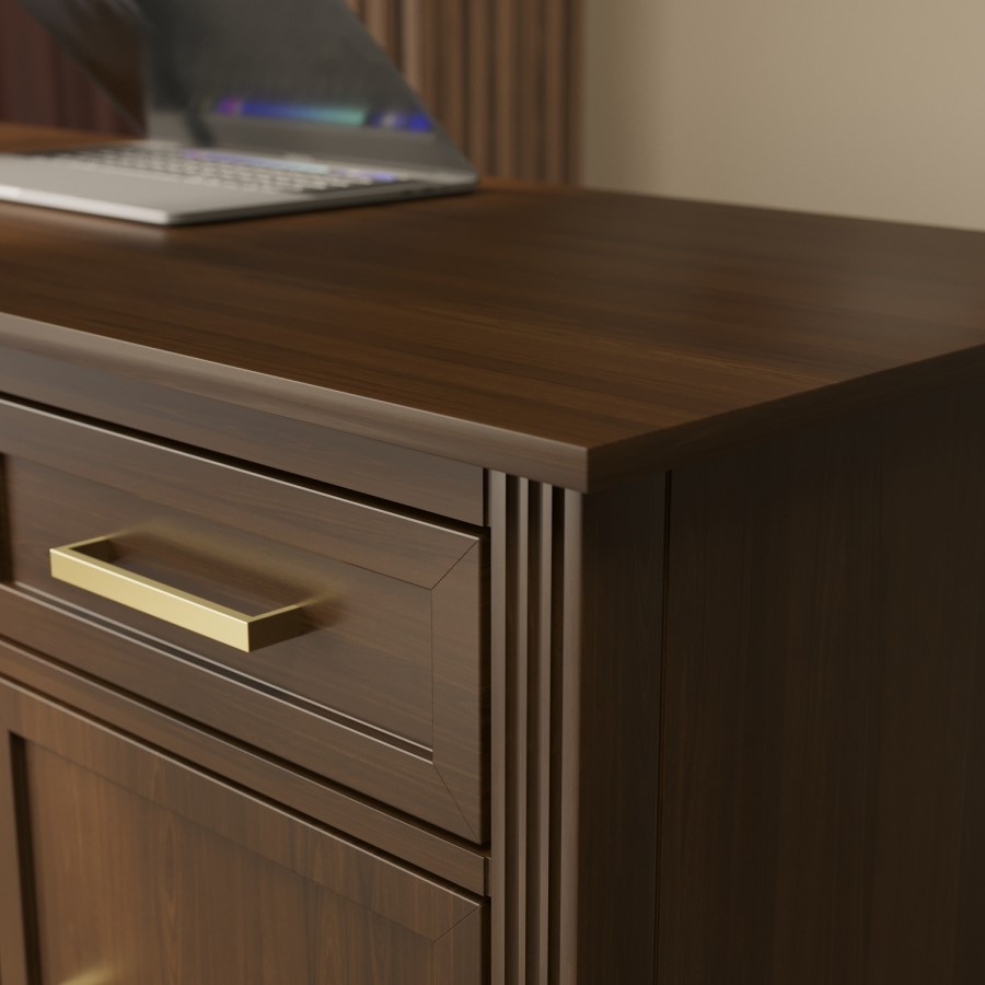 Walnut Office Desk with Drawers - Delilah 
