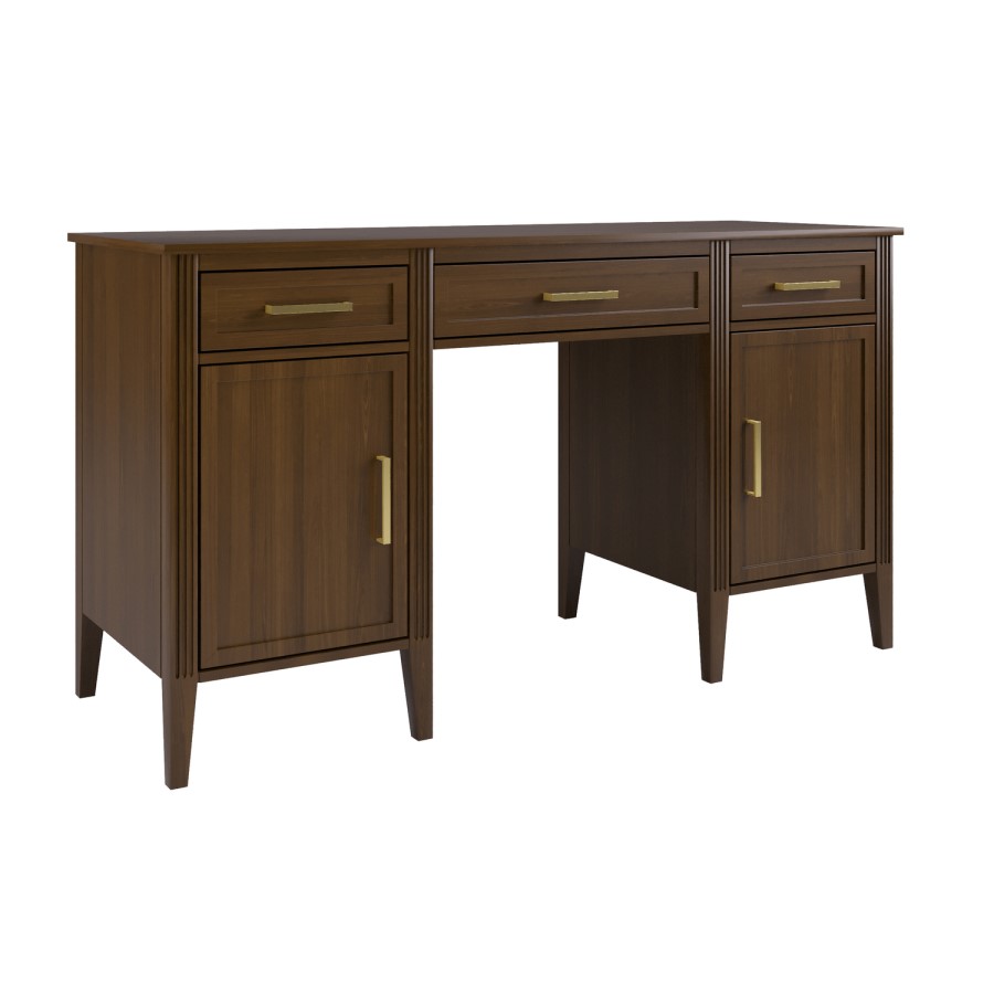 Walnut Office Desk with Drawers - Delilah 