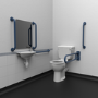 Close coupled Doc M toilet pack stainless steel concealed fixings dark blue
