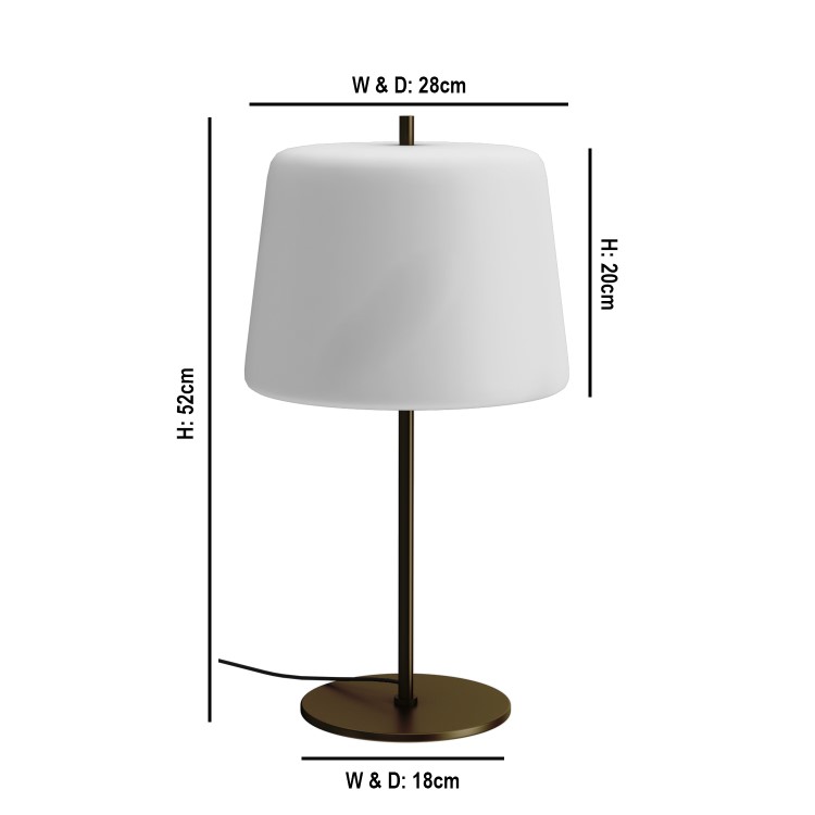 Frosted Glass & Dark Gold Table Lamp - Melsonby