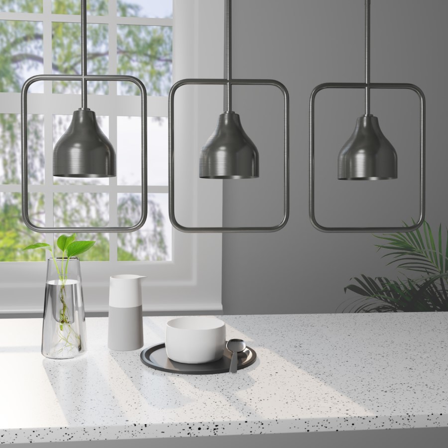 Silver Square Hoop Pendant Light - Alma