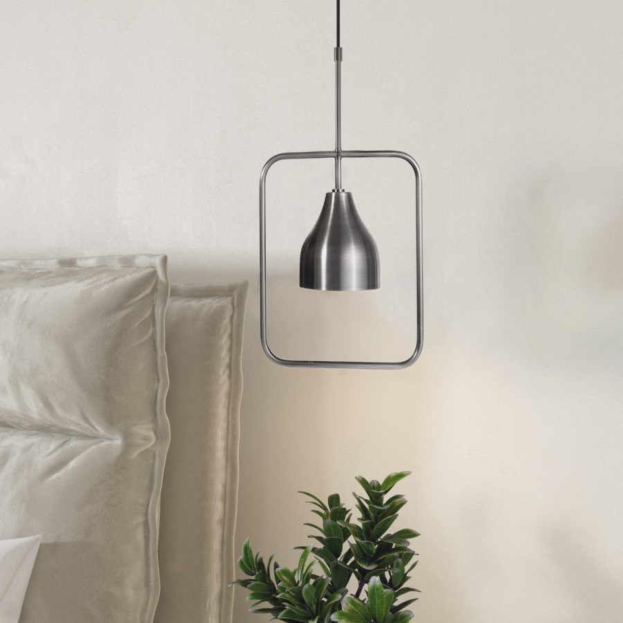 Silver Square Hoop Pendant Light - Alma