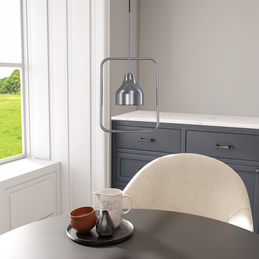 Silver Square Hoop Pendant Light - Alma