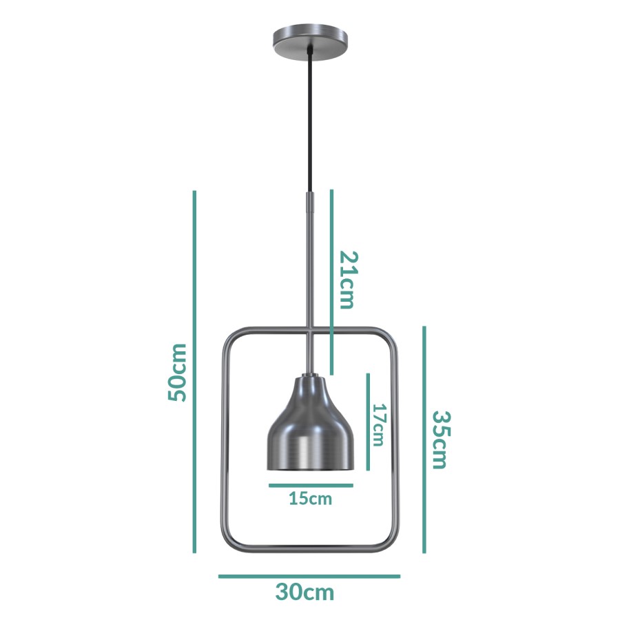 Silver Square Hoop Pendant Light - Alma