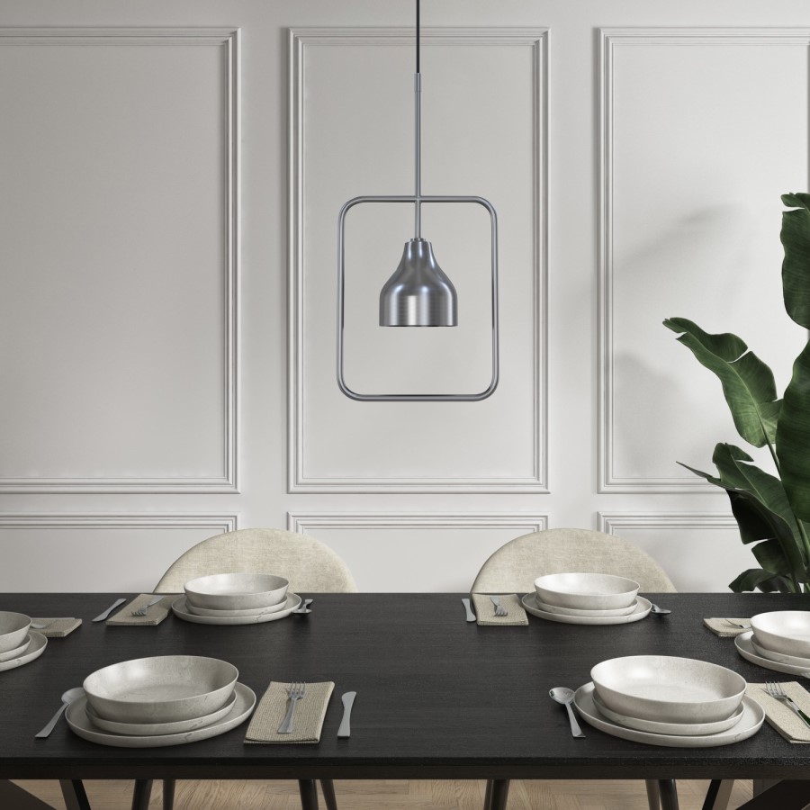 Silver Square Hoop Pendant Light - Alma