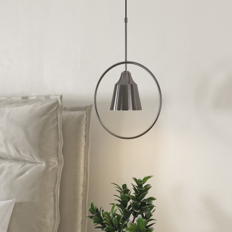 Silver Hoop Pendant Light - Alma