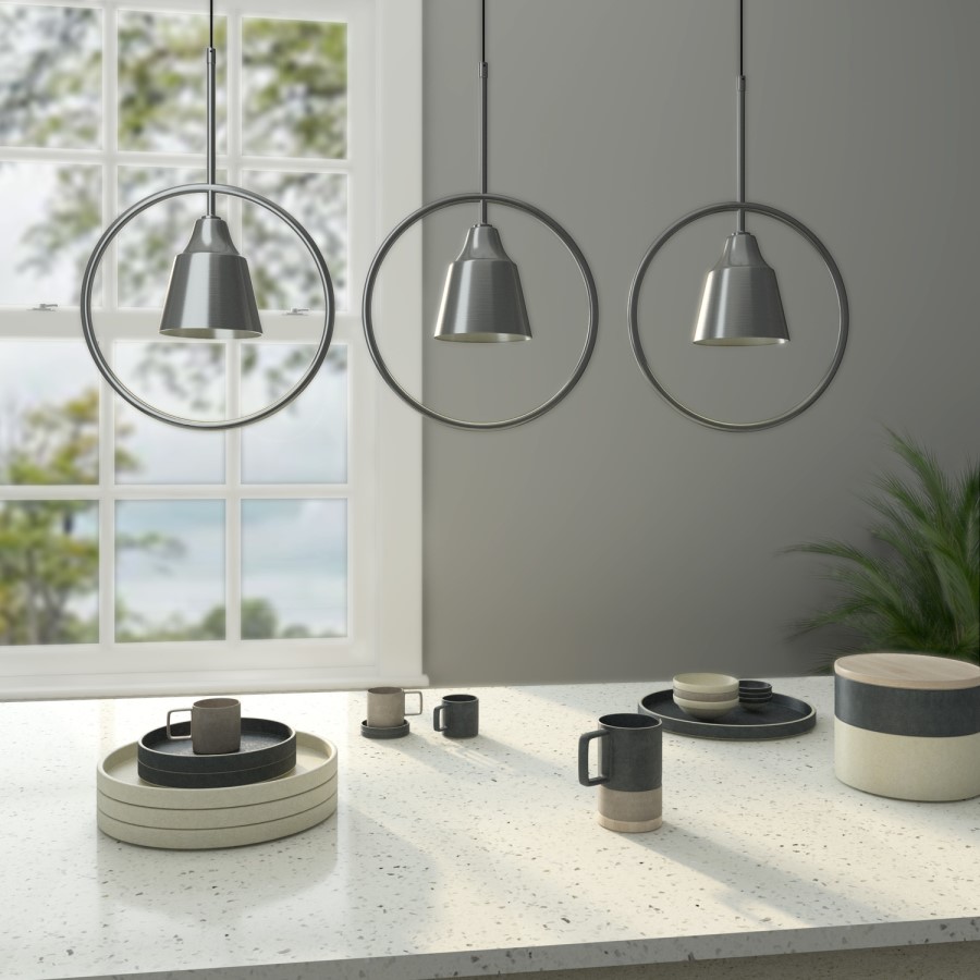 GRADE A1 - Silver Hoop Pendant Light - Alma